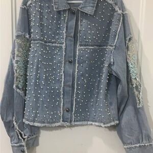 POL Studded Blue Denim Jacket